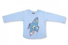 Retro Space Long Sleeve T Shirt in Light Blue
